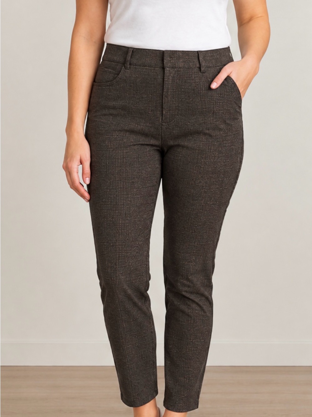 Liverpool Los Angeles Plaid Pull-On Knit Skinny Pants Size 14 US